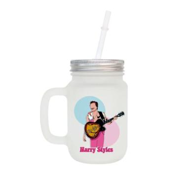 Imagem de criattivis, Caneca com canudo Harry Style - Mason Jar