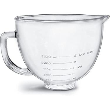 Imagem de Kltchonald Tigela de vidro com suporte inclinado, 5 QT, compatível com Kitchenaid Artisan 5KSM125, 5KSM150, 5KSM175, 5KSM7580, KSM150, RRK150, K45, K45SS, KSM75, KSM90, KSM95, Classic sem tampa