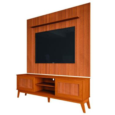 Imagem de Rack Bancada King Com Painel Para TV Até 75 Polegadas 1,79m Avante Cedro Ripado Impressão 3D EDN