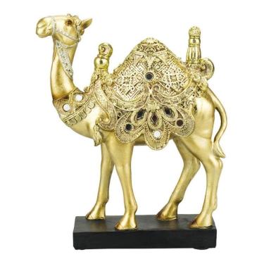 Imagem de Enfeite Decoração Rack Sala Camelo Dourado Resina - 20cm 