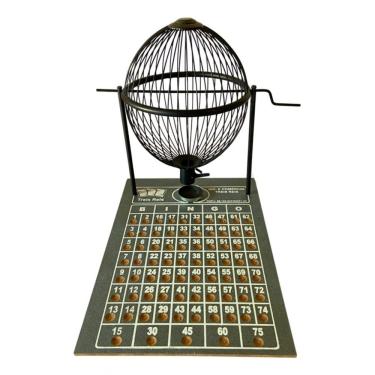 Imagem de Jogo De Bingo Globo De Metal Tabuleiro Em Madeira N°3 Preto