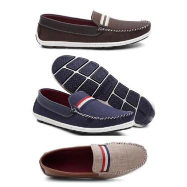 Imagem de Kit 3 Mocassim Masculino Oxford Bico Redondo Macio Conforto - Kreeper,