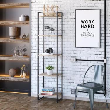 Imagem de Estante para Livros Industrial Multiuso 5 Prateleiras 187x45cm Dynamic