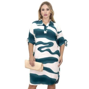 Imagem de Vestido Chemise Estampado E Liso Fresquinho  - Mamu, Verde, Exg