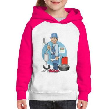 Imagem de Moletom Infantil Mecânico - Foca na Moda, Branco, Rosa, 14