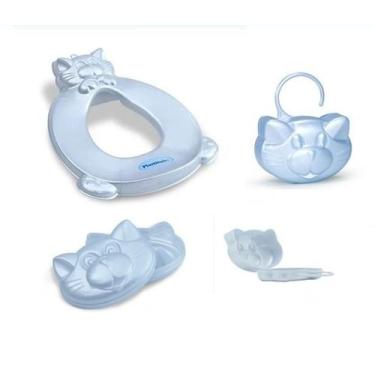 Imagem de Kit Assento Redutor Infantil Saboneteira e  Porta chupeta Azul - Fabri