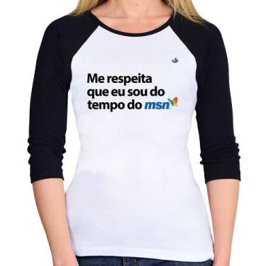 Imagem de Baby Look Raglan Me respeita que eu sou da época do msn Manga 3/4 - Fo