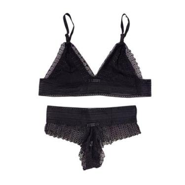 Imagem de Conjunto de Lingerie Calcinha Renda e Sutiã Sem Bojo Elegante e Confor
