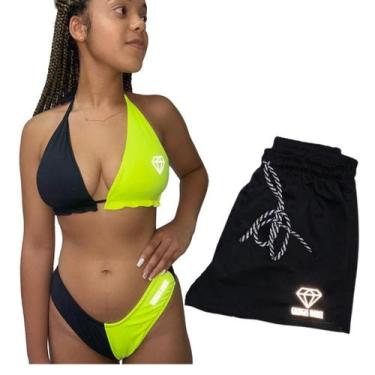 Imagem de Biquíni Com Bojo Cortininha + Short Gringas Model, Único 36-42, Amarel