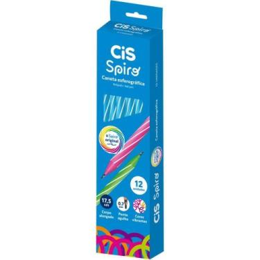 Imagem de Caneta Esferográfica CIS Spiro 0,7MM Azul Claro Caixa com 12 - Sertic