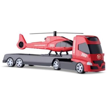 Imagem de Caminhão de Resgate Aéreo com Helicóptero de Bombeiro - Orange TOYS