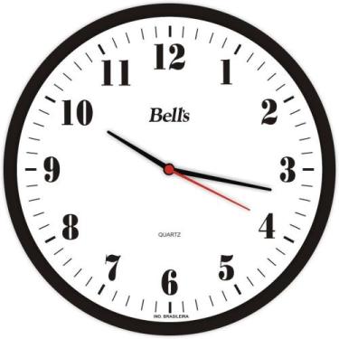 Imagem de Relógio de Parede Redondo Números Preto 25,8CM - BELLS