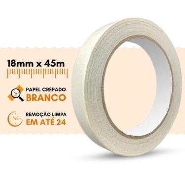 Imagem de Fita CREPE Branca de 18mm x 45m - Uso Geral, Empacotamento Leve e Dema