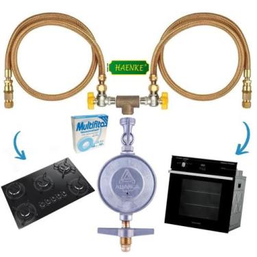 Imagem de Kit Mangueira Cobre Instalação Cooktop Forno Gás Botijão Glp - HAENKE,