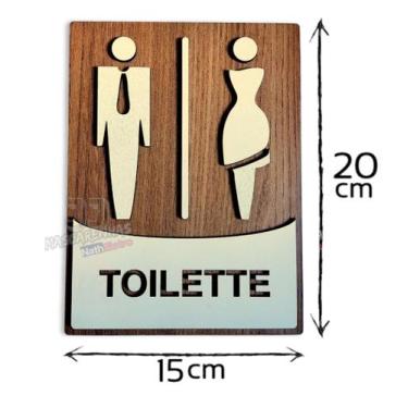 Imagem de Placa toilet identificação de banheiros WC toilette mdf 3mm - JJ