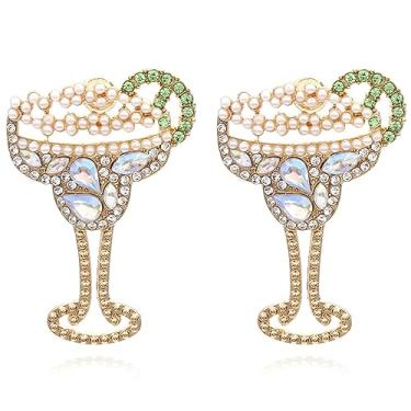 Imagem de Brincos de champanhe para mulheres Margarita Brincos pendentes feitos à mão com contas de champanhe brincos de garrafa de champanhe brincos de copo de vinho Martini brincos de copo de, Zinco, Sem pedra preciosa