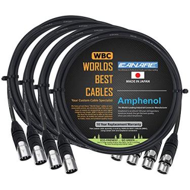 Imagem de 4 Unidades - 6 pés - Canare L-4E6S, Star Quad Cabos de Microfone Macho para Fêmea Equilibrado com Conectores Amphenol AX3M e AX3F Silver XLR - Personalizado por WORLDS BEST CABLES