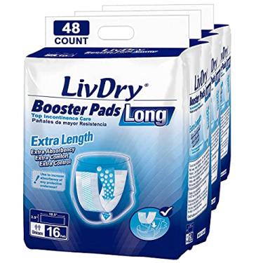 Imagem de Absorventes para incontinência da LivDry | Proteção extra absorvente para adultos, unissex | Almofada descartável confortável (48 unidades, comprimento longo)