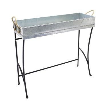 Imagem de Achla Designs – Cavalete WT-04, suporte grande de metal para plantas para ambientes internos e externos com bandeja removível, aço preto e galvanizado