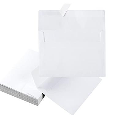 Imagem de Pacote com 50 envelopes com 5 x 17 envelopes coloridos para casamento, convites de festa, cartões comemorativos, anúncios, fotos, 13 x 19 cm (branco)