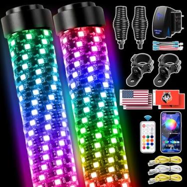 Imagem de AUDEXEN Luzes de LED RGB de 3 pés melhoradas com [interruptor basculante] [suporte de montagem] [base de mola] [aplicativo e controle remoto] para Jeep ATV UTV Off-Road RZR Polaris Truck Car 4X4 Sand