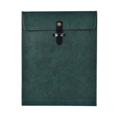 Imagem de QiXin Pasta de arquivo de couro verde, tamanho carta, organizador de arquivos, pasta de documentos importante, organizador de documentos, capa para notebook, pasta de couro para armazenamento de