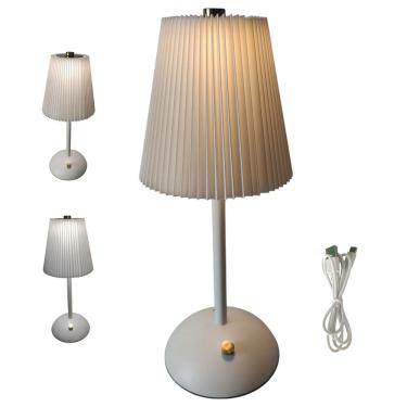 Imagem de Luminaria Abajur Mesa Led 3 Tons Sem Fio Bateria Recarregavel USB Sala Quarto Cabeceira Escritorio Recepçao Iluminaçao Decoraçao