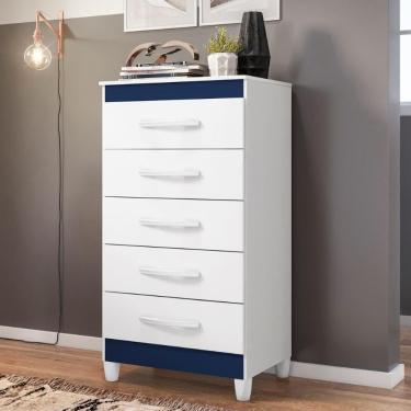 Imagem de Cômoda Milady 5 Gavetas Azul - Organize com Elegância