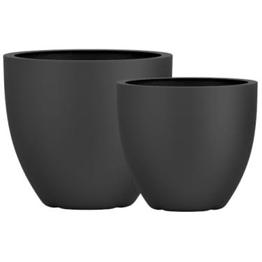 Imagem de Kit 2 Vasos Cachepot Fibra Vidro 57cm E 45cm Plantas Cores (Preto Fosco)
