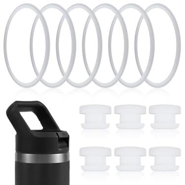 Imagem de Conjunto de 6 anéis de vedação de garrafa e plugue de respiro, incluindo 6 plugues de respiração e 6 anéis de tampa de garrafa de água compatíveis com copo infantil YETI Rambler Jr de 340 g