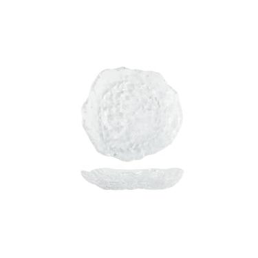 Imagem de Prato de vidro japonês feito à mão, prato de lanche de frutas para salada criativa em casa - Prato raso de orvalho de gelo