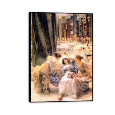 Imagem de Impressões emolduradas em preto The Baths of Caracalla por Lawrence Alma Tadema, reprodução de pintura a óleo, impressão giclée em tela, arte de parede pronta para pendurar para decoração de quarto de