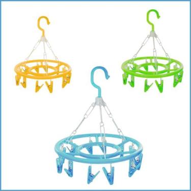 Imagem de Varal Compacto Roupas Íntimas com 12 Prendedores, Giratório e Colorido