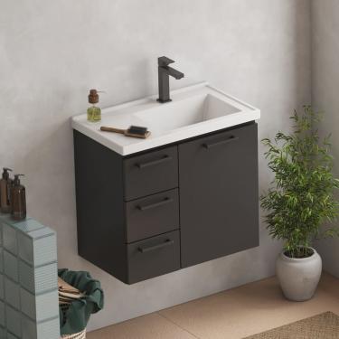 Imagem de Gabinete Para Banheiro Em Aço 3 Gavetas Ameixa