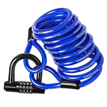 Imagem de DocksLocks Cabo de aço antifurto U-Lock, 7,6 m, à prova de intempéries, à prova de corte, fácil de usar, leve