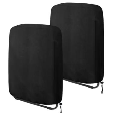 Imagem de Oslimea 2 capas de cadeira com gravidade zero, capas dobráveis para cadeiras de pátio para todos os climas, à prova d'água e poeira com bolsa de armazenamento, 82 cm L x 20 cm P x 93 cm A, preta