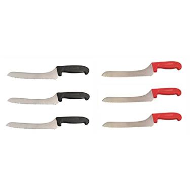 Imagem de Faca de pão Offset Cozzini Cutlery Imports Lâmina de 23 cm - Preto ou Vermelho - Cozinha doméstica e comercial (pacote com 6 - 3 pretos, 3 vermelhos)