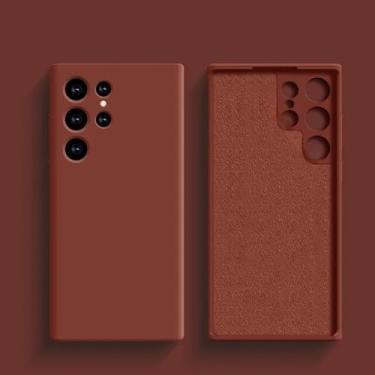 Imagem de Capa de silicone líquido à prova de choque para Samsung Galaxy S24 S23 S22 S21 S25 Ultra A55 A54 A34 A52 5G Acessórios Capa traseira macia e fofa, marrom, para A55