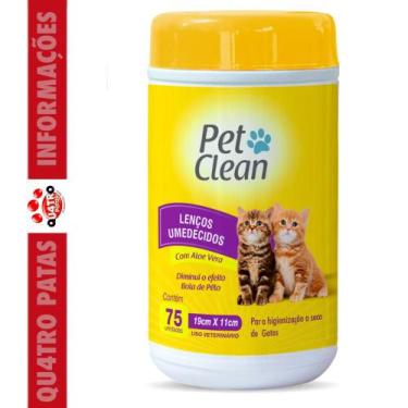 Imagem de Lenço Umedecido para cachorro cães e gato higiene e limpeza  75 unidad