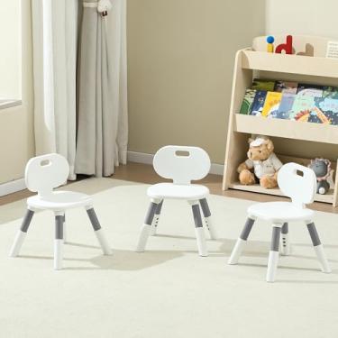 Imagem de Cadeira infantil de plástico ajustável com altura de 3 níveis, cadeira infantil durável e leve com capacidade máxima de carga de 59 kg, adequada para creche, sala de aula e casa (pacote com 3