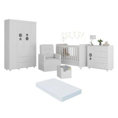 Imagem de Quarto Completo com Colchão, Poltrona de Amamentação e Puff Pimpolho M