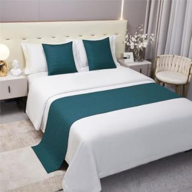 Imagem de Cachecol de corredor de cama de hotel, moderno, cobertor de cama de cor sólida, decoração de cama, protetor de cama macio e sedoso para cama de solteiro queen size - verde ||solteiro/solteiro 19,7 x
