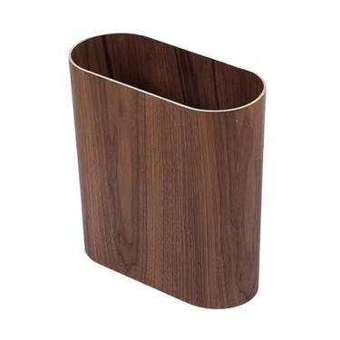 Imagem de WeiLaiKeQi Lixeira resistente, enfeite de lixeira com tampa aberta, economiza espaço, de 6 litros para casa, banheiro, cozinha, escritório e lavanderia, Marrom Escuro