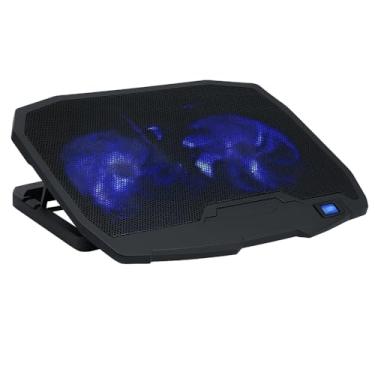 Imagem de Base para Notebook com Cooler LED Azul, 2 Ventiladores, Suporte Ajustável, USB, Compatível com Notebooks 12 a 17 Polegadas