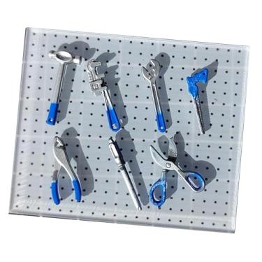 Imagem de Dynwave Conjunto de ferramentas para garagem de carro 8x 1/64, ferramentas de manutenção, brinquedos de faz de conta, modelos de decoração de oficina faça, Azul