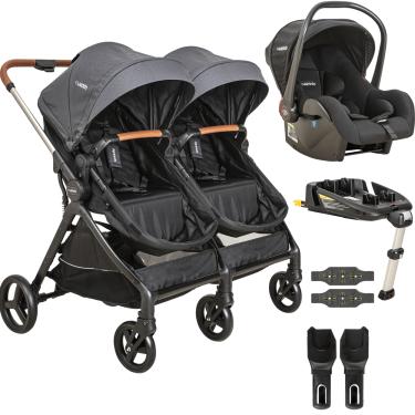 Imagem de Carrinho Kiddo de Gemeos Bebe Conforto Base ISOFIX Speedy Grafite