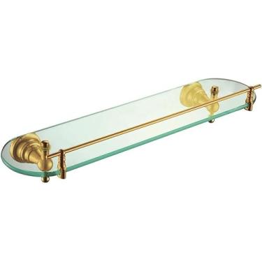 Imagem de Xsjz Prateleira De Vidro Montada Na Parede Ouro Prateleira De Vidro Temperado De Camada única Para Quarto Vaso Sanitário Suporte De Ferramentas Cosméticas