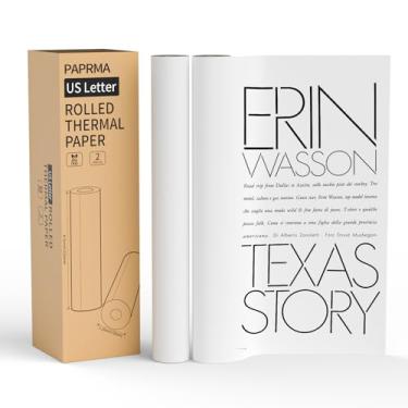 Imagem de PAPRMA Papel térmico de 21,6 x 28 cm, 2 rolos de secagem rápida, papel para impressora térmica tamanho carta dos EUA, branco, 50 folhas, compatível com impressora portátil Gloryang & JADENS PD-A4