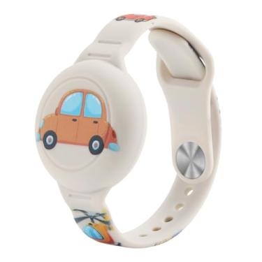 Imagem de Pulseira Infantil de Silicone para Rastreador AirTag e MotoTag, Impermeável, Design Colorido com Desenhos, Ajustável (Bege)
