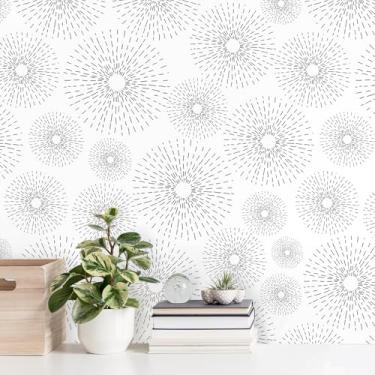 Imagem de Safiyya Papel de parede preto e branco para contato geométrico papel de parede moderno autoadesivo removível para quarto 500 x 43,9 cm cobrindo rolos de vinil